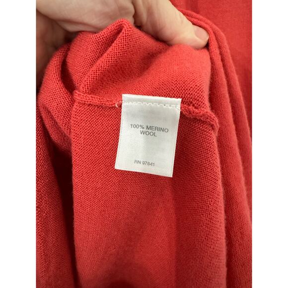 J. Jill Merino Wool Red Long Sleeve V-Neck Blouse Size Medium - Picture 2 of 5